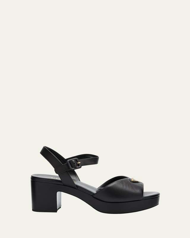 Soft Nappa Ankle Strap Platform Sandals